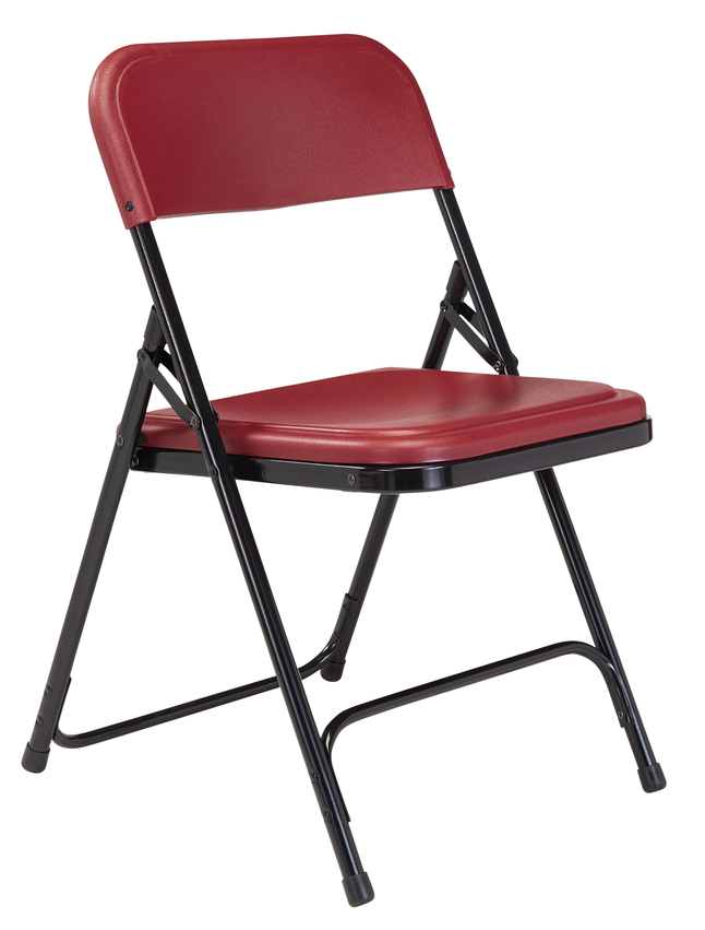 National Public Seating 800 Series Premium Lightweight Plastic Folding Chair, Burgundy, 18-3/4 x 20-3/4 x 29-3/4 Inches, Item Number 2051337