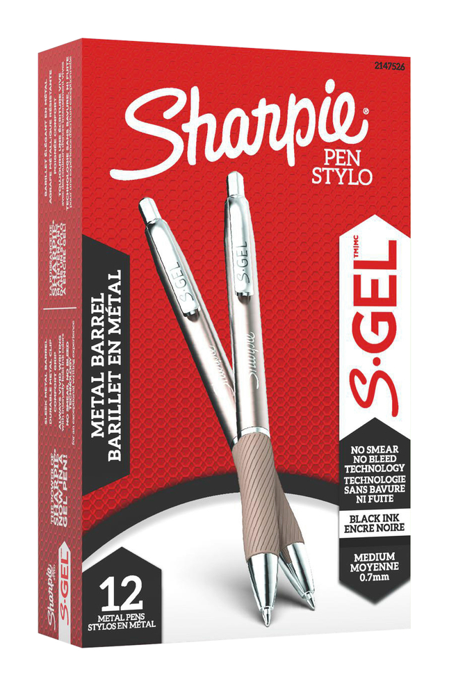 Image for Sharpie S-Gel Pens, Sleek Rose Gold Barrel, Medium Point, 0.7mm Tip, Black Ink, Pack of 12 from School Specialty