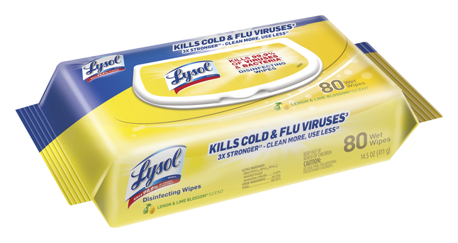 Lysol Lemon & Lime Blossom Disinfecting Wipes, Case of 6, 80 Sheets Each, Item Number 2087158