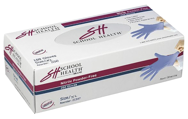School Health Nitrile Powder-Free Exam Gloves Pack of 200, Item Number 2106410
