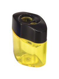 Achieva Twin Pencil and Crayon Sharpener, Black Cover with Assorted Translucent Base, Item Number 2088302