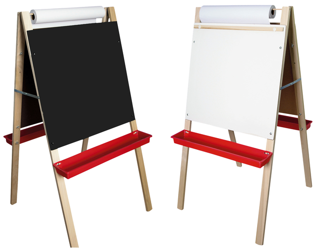 Image for Crestline Adjustable Paper Roll Easel, 24 x 10 x 48 Inches, Black Chalk/White Markerboard from School Specialty