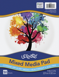 Image for UCreate Mixed Media Pad, White, 9 x 12 Inches, 50 Sheets from School Specialty