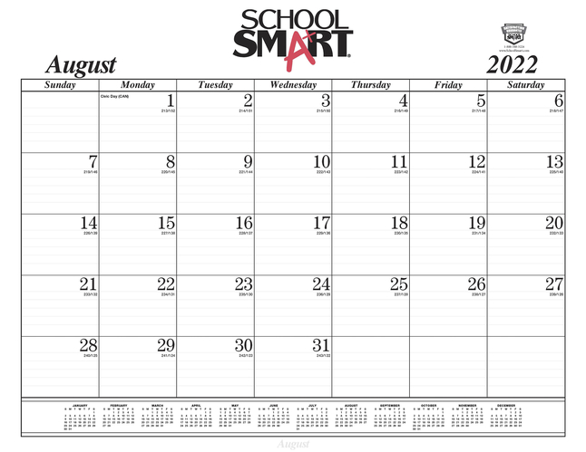 School Smart Desk Pad Refill 17 Months August to December, 22 x 17 Inches, Item Number 2089168