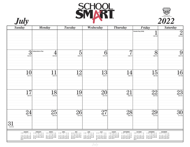 School Smart Desk Pad Refill 14 Months July - August, 22 x 17 Inches, Item Number 2089171