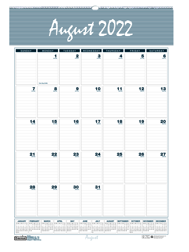 House of Doolittle Bar Harbor Academic Recycled Wall Calendar July 2022 to June 2023, 22 x 31-1/2 Inches, Item Number 2089173