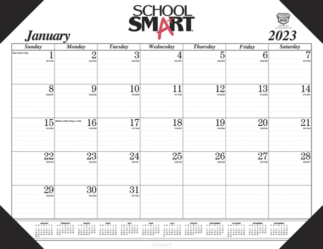 School Smart Desk Pad Calendar January - December 2023, 20 x 17 Inches, Item Number 2089180