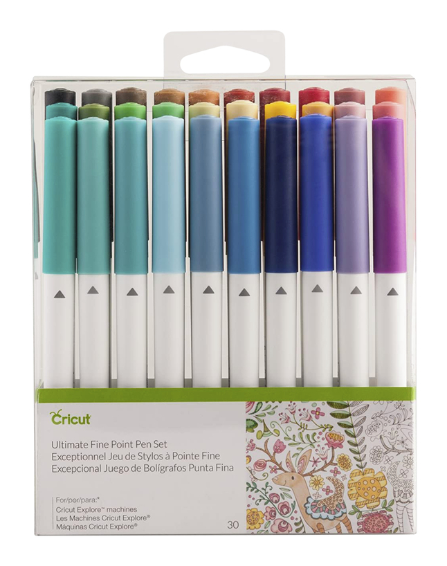 Cricut Ultimate Pen Set, Fine Point, 0.4 mm, Assorted Colors, Set of 30, Item Number 2089355