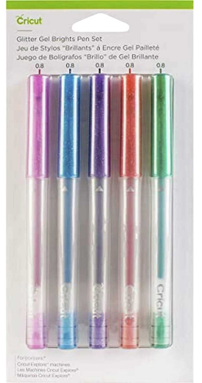 Cricut Gel Pen, Medium Point, Assorted Bright Glitter Colors, Set of 5, Item Number 2089356