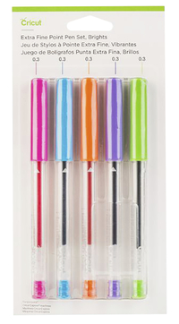 Cricut Pen Set, Extra Fine Point, 0.3 mm, Assorted Bright Colors, Set of 5, Item Number 2089363