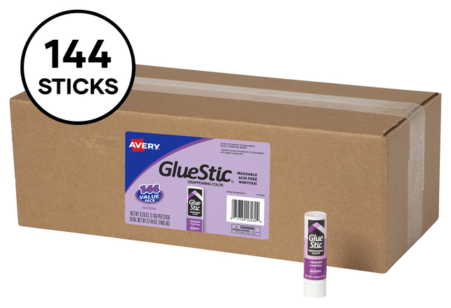 Image for Avery Permanent Glue Stic, 0.26 Ounces, Disappearing Purple, Pack of 144 from School Specialty