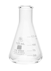 United Scientific Erlenmeyer Flask, Narrow Mouth, Borosilicate Glass, 125ml, Item Number 2089932
