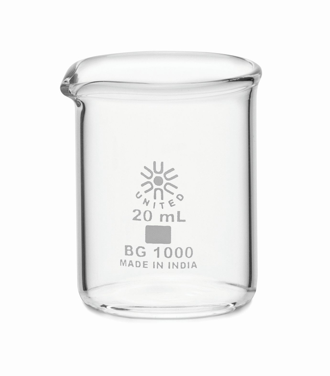 Image for United Scientific Beakers, Low Form, Borosilicate Glass, 20ml from School Specialty