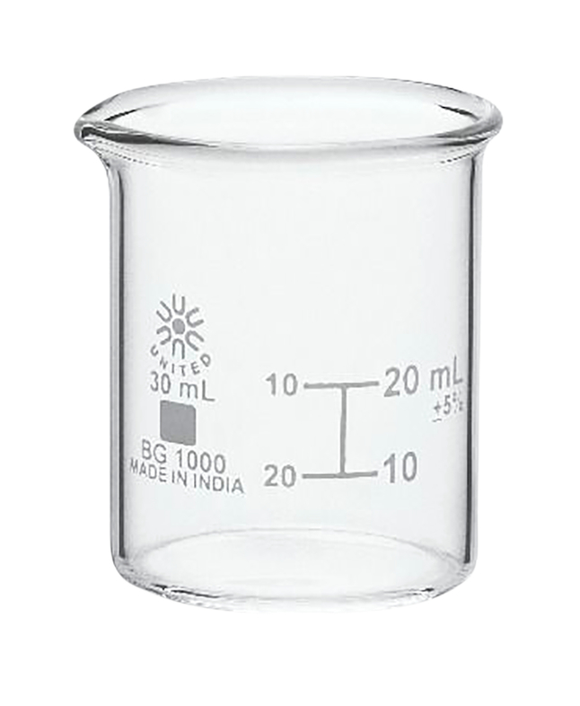 Image for United Scientific Beakers, Low Form, Borosilicate glass, 30ml from School Specialty