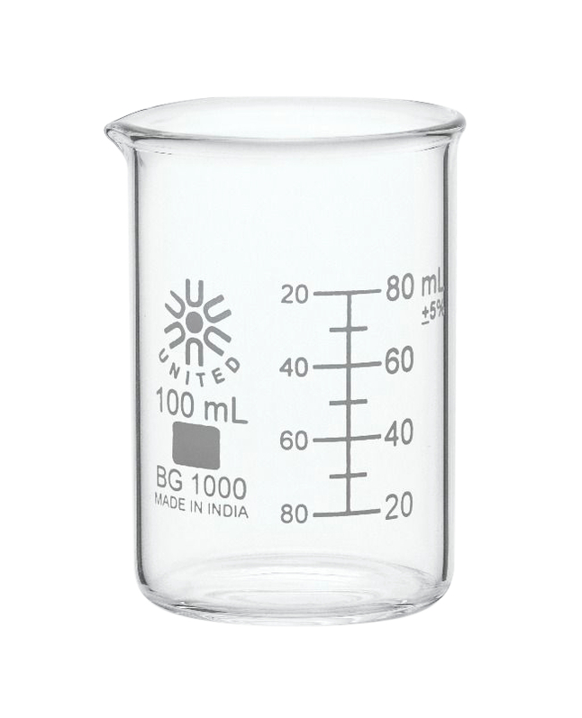 Image for United Scientific Beakers, Low Form, Borosilicate Glass, 100ml from School Specialty
