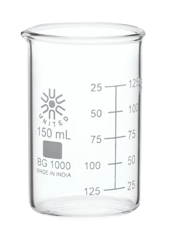 United Scientific Beakers, Low Form, Borosilicate Glass, 150ml, Item Number 2090003