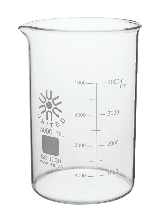 United Scientific Beakers, Low Form, Borosilicate Glass, 5000ml, Item Number 2090009