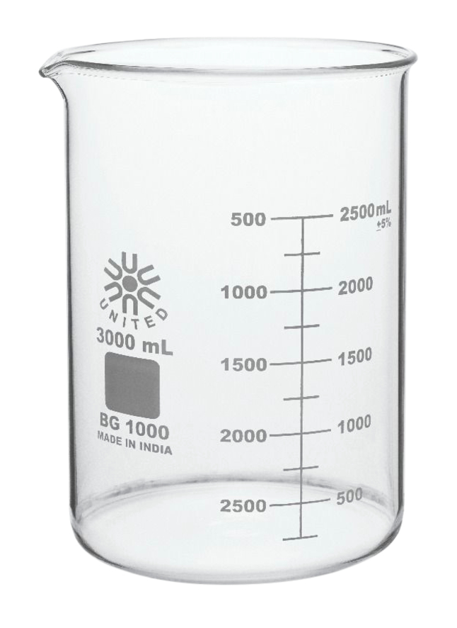 United Scientific Beakers, Low Form, Borosilicate Glass, 3000ml, Item Number 2090018