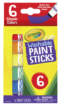 Crayola Washable Paint Sticks, Assorted Colors, Set of 6, Item Number 2090280