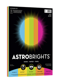 Astrobrights Colored Paper, 8-1/2 x 11 Inches, 24 lb/89 gsm, Assorted Colors, Bright, 100 Sheets, Item Number 2090331