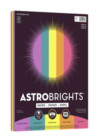 Astrobrights Colored Paper, 8-1/2 x 11 Inches, 24 lb/89 gsm, Tropical 5-Color Assortment, 100 Sheets, Item Number 2090334