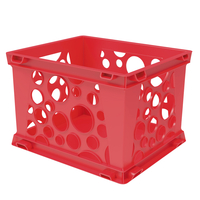 Storex Mini Crate, 9 x 7.75 x 6 inches, Red, Pack of 24, Item Number 2090493