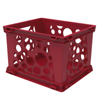 Image for Storex Mini Crate, 9 x 7-3/4 x 6 Inches, Ruby Red, Pack of 3 from School Specialty