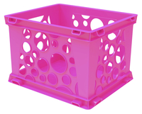 Image for Storex Mini Crate, 9 x 7-3/4 x 6 Inches, Neon Pink, Pack of 3 from School Specialty