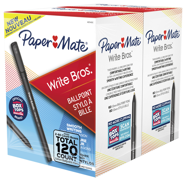 Paper Mate Ballpoint Pens, Write Bros., Medium Point, 1.0mm, Black, Pack of 120, Item Number 2090628