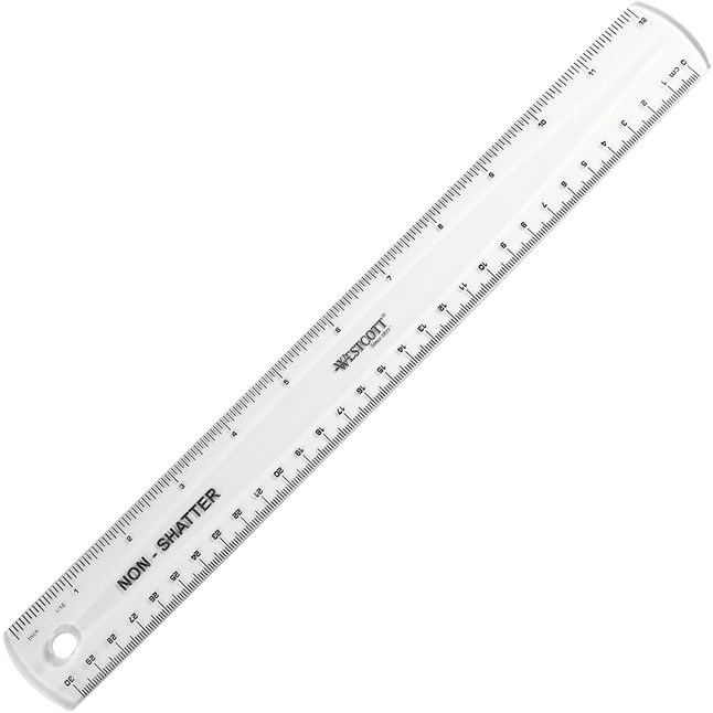 Westcott Shatterproof Ruler, 12 Inches, Clear, Item Number 2090741