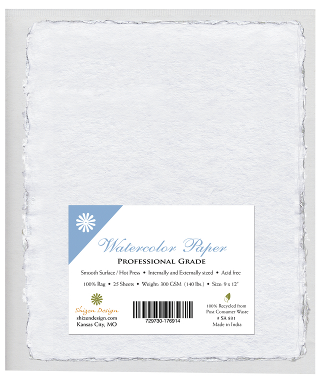 Image for Shizen Professional Watercolor Paper, 9 x 12 Inches, White, 25 Sheets from School Specialty