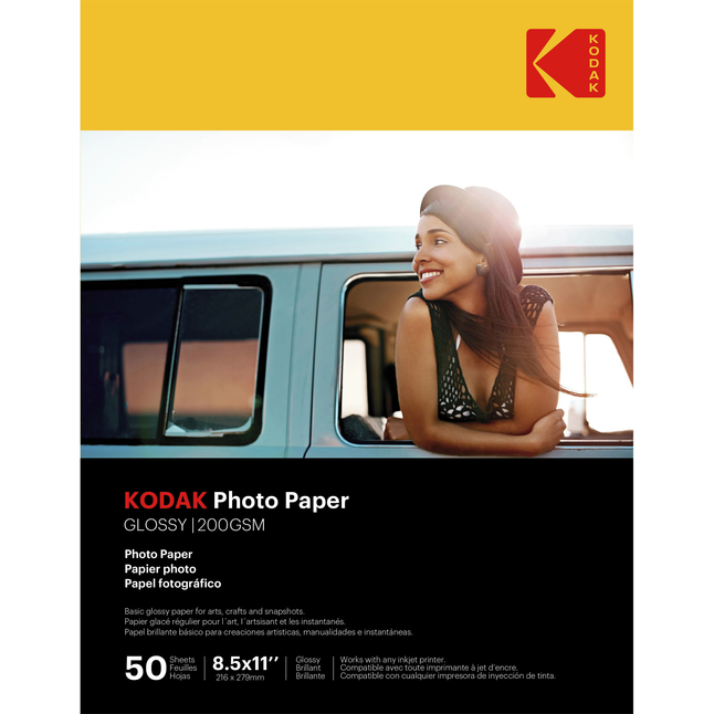 Kodak Inkjet Photo Paper, 8-1/2 x 11 Inches, Glossy, Pack of 50, Item Number 2090880