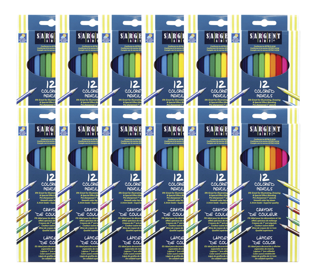 Sargent Art Colored Pencils, Assorted Colors, 12-Count, Pack of 12, Item 2091177