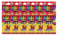 Cra-Z-Art Standard Crayons, Assorted Colors, 16-Count, Pack of 12, Item Number 2091197