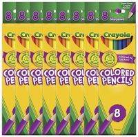 Crayola Pre-Sharpened Colored Pencils, Assorted Colors, 8 per Pack, Set of 64, Item 2091313