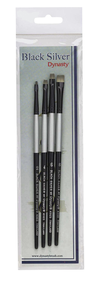 Image for Dynasty Black Silver Shader Brush Set, Assorted Sizes, Set of 4 from School Specialty
