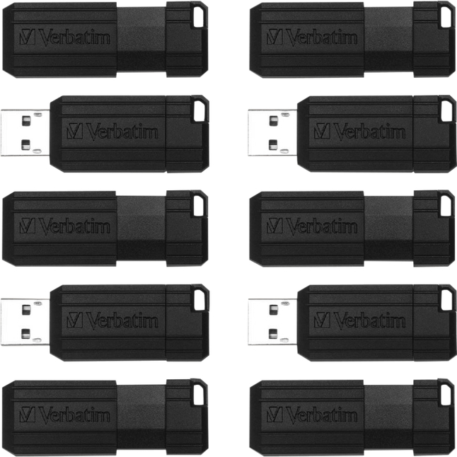 Verbatim Pinstripe USB Flash Drive, 64GB, 10 Pack, Item Number 2091566