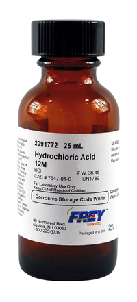 Frey Scientific Hydrochloric Acid 12 M, 25mL, Item Number 2091772