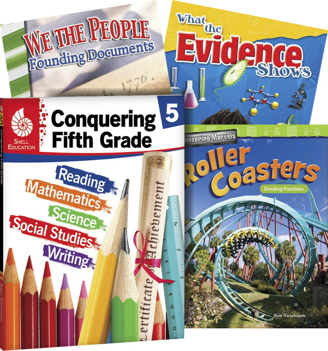 Image for Teacher Created Materials Learn-at-Home: Conquering Fifth Grade, 4-Book Set from School Specialty