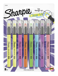 Sharpie Highlighter, Clear View Highlighter Chisel Tip, Assorted, Pack of 8, Item Number 2092347