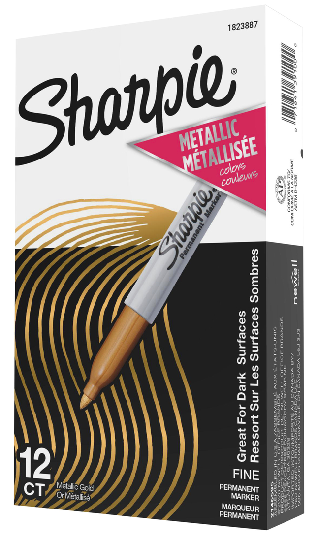  Sharpie Metallic Permanent Markers, Fine Point, Gold