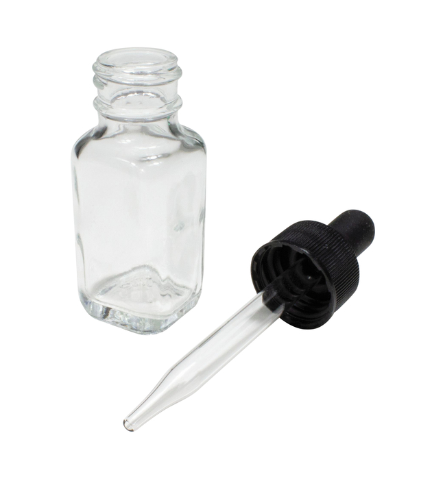 Image for United Scientific Bottles With Dropper, Square, Flint Glass, 1 Ounce from School Specialty