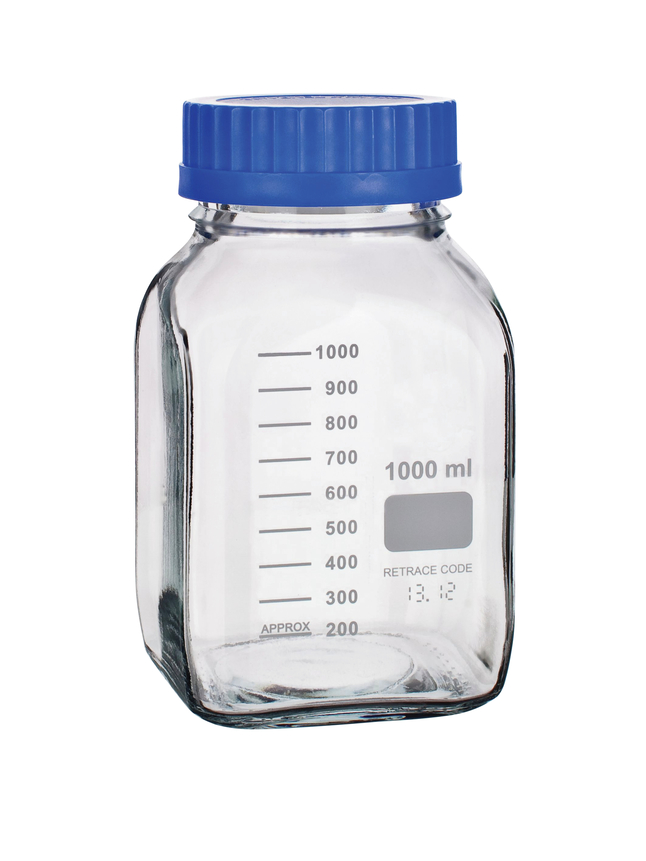 Image for United Scientific Media/Storage Bottles, Wide Mouth, Square, Borosilicate, 1000 Milliliters from School Specialty