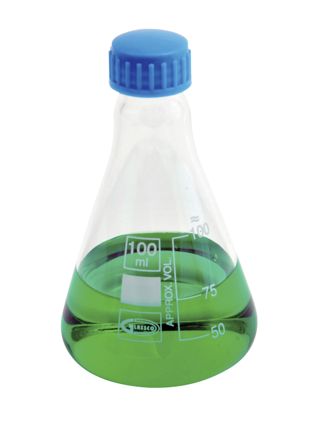 Image for United Scientific Erlenmeyer Flask, W/Screw Cap, Borosilicate Glass, 500 Milliliters from School Specialty