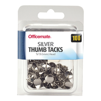 Officemate 3/8 Inch Head Thumb Tacks, Clamshell Pack of 100, Item Number 2093516