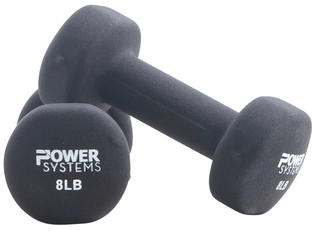 Image for Power Systems Premium Neoprene Dumbbells, 8 Pounds, Black from School Specialty