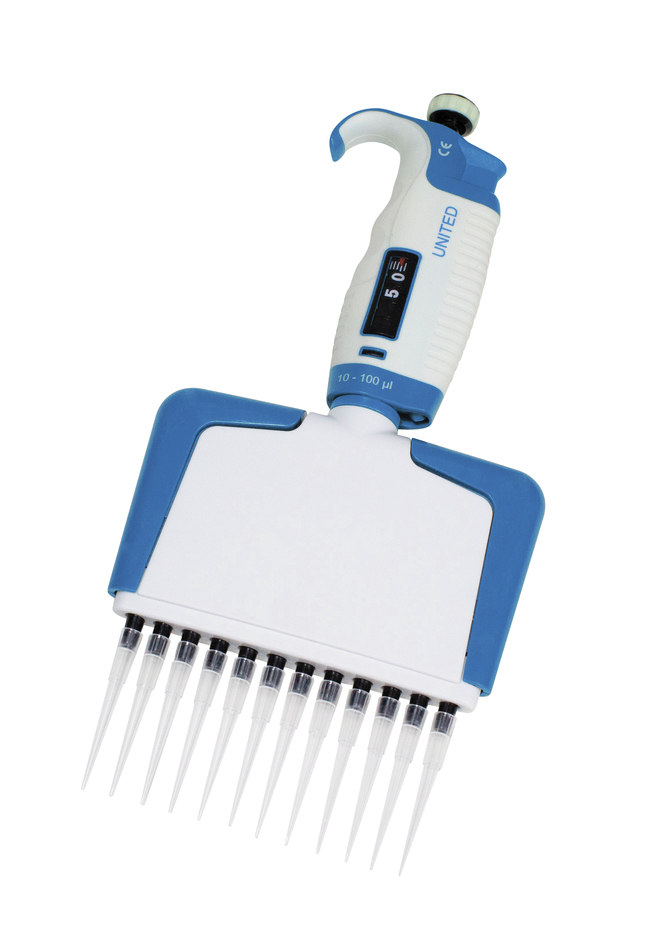 United Scientific Multichannel Micropipettes, 12 Channel, 1/2 - 10 Microliters, Item Number 2094600