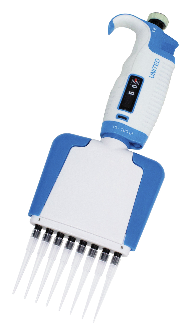 United Scientific Multichannel Micropipettes, 8 Channel, 2.0 - 20 Microliters, Item Number 2094601