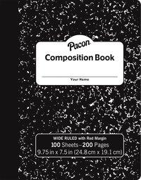 Pacon Composition Book, Wide Ruled, Black Marble, Item 2095316