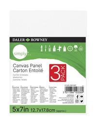 Daler-Rowney Simply Canvas Panel, 5 x 7 Inches, Pack of 3, Item Number 2096257